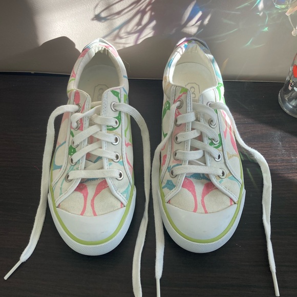 COACH Barrett sneakers size 6.0 multicolor on white signature C’s - Picture 5 of 13